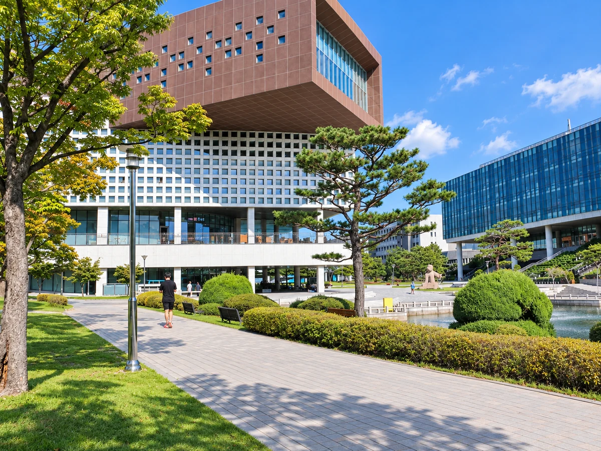 A campus in South Korea, surrounded by greenery